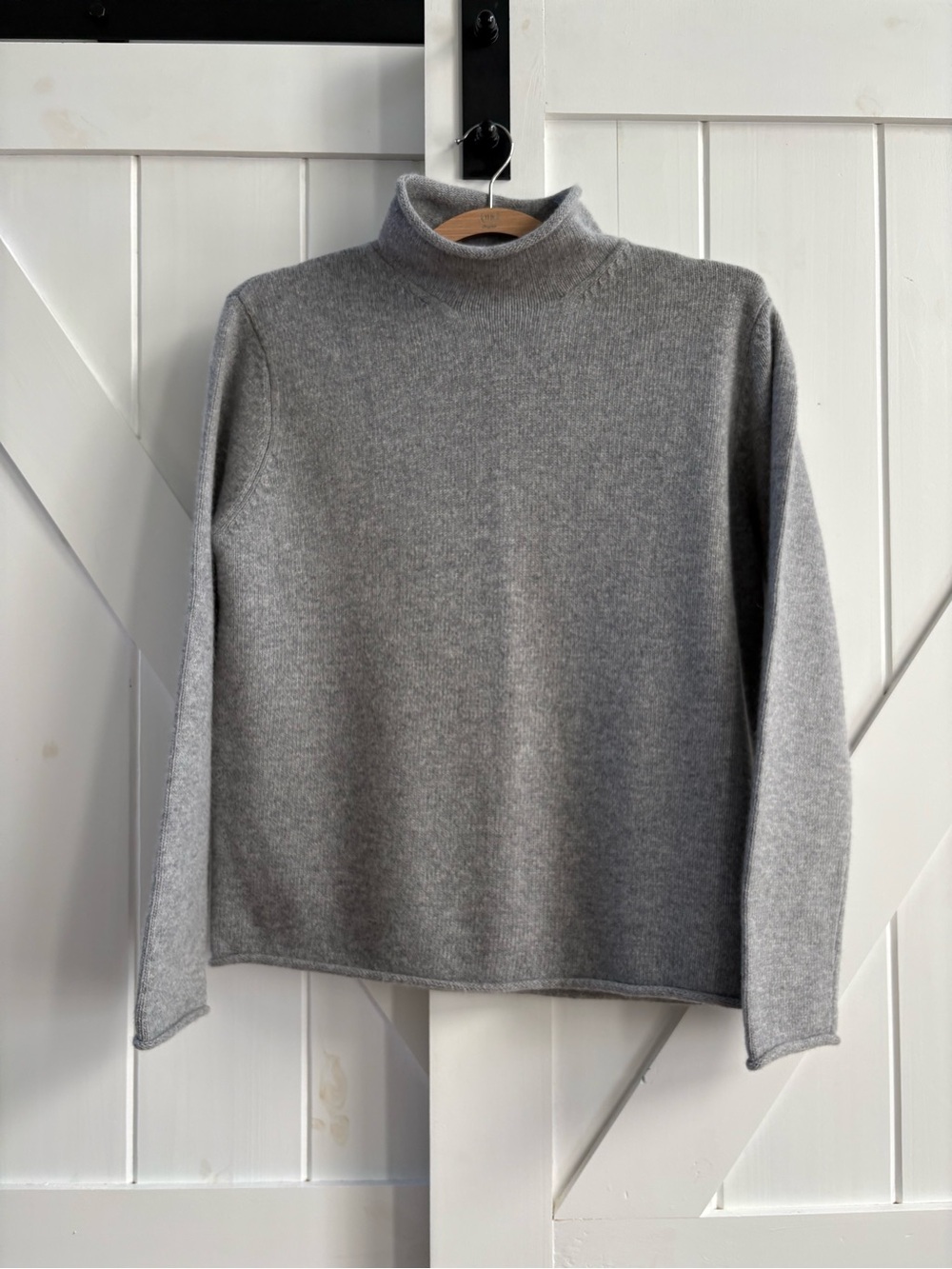 Lauren Ralph Lauren Petite Vintage Gray Merino Wool Cashmere Turtleneck Sweater